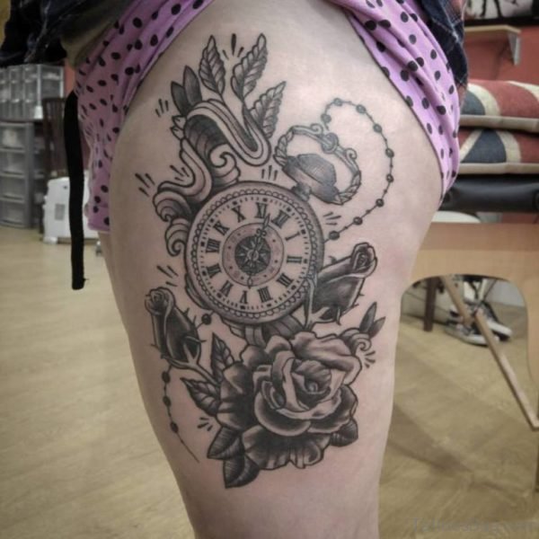 Clock And Mandala Tattoo