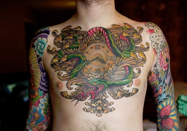Clock And Snake Tattoo