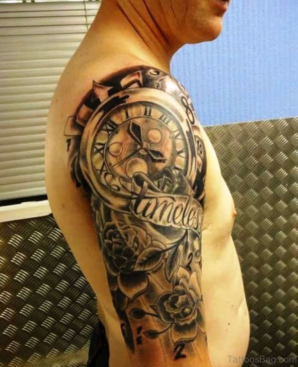 Clock Shoulder TClock Shoulder Tattoo Design attoo Design clck8033