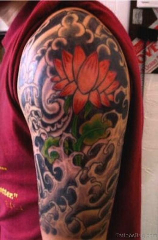 Cloud And Lotus Tattoo Design