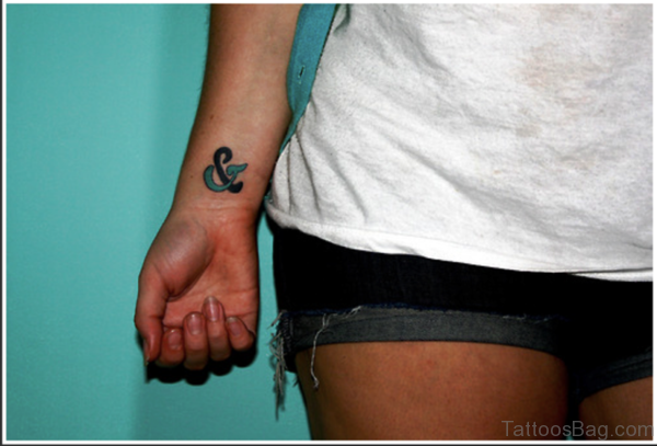 Colored Ampersand Tattoo On Wrist