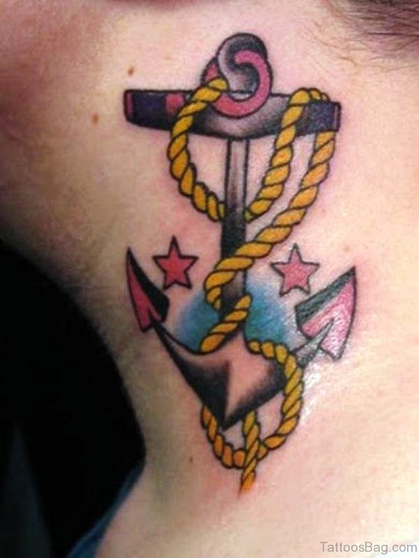 Colored Anchor Tattoo Design