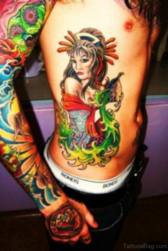 Colored Geisha Tattoo