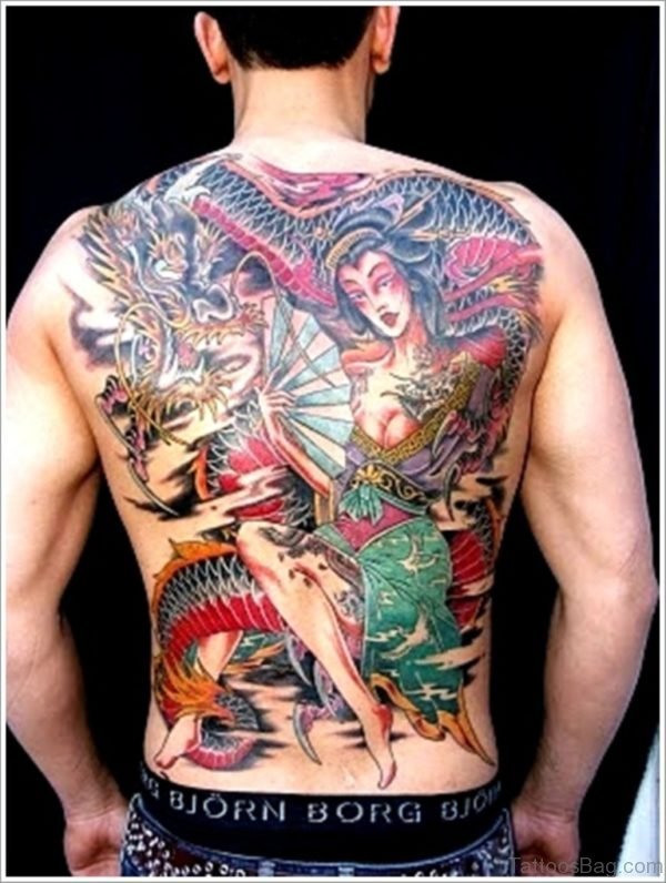 Colored Geisha Tattoo