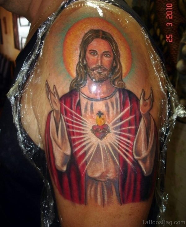Colored Jesus Tattoo