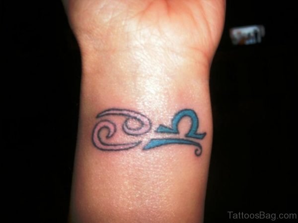 Colored Libra Tattoo On Wrist