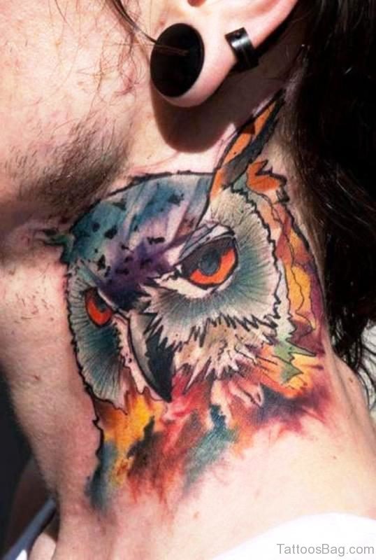 Colored Owl Tattoo For Men