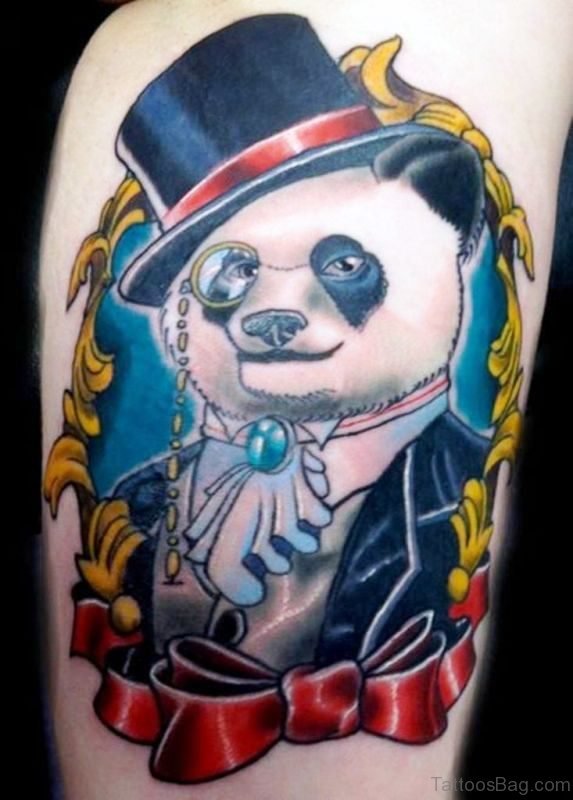 Colored Panda Shoulder Tattoo Design