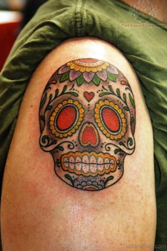 Colored Skull Tattoo Design