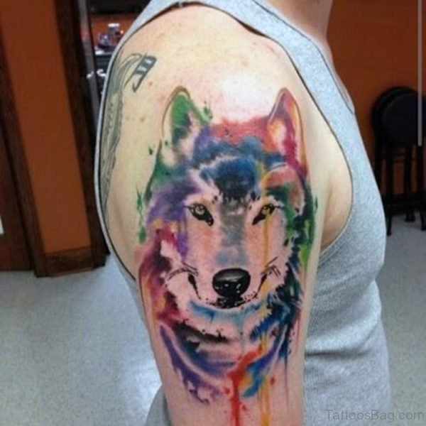 Colored Wolf Tattoo