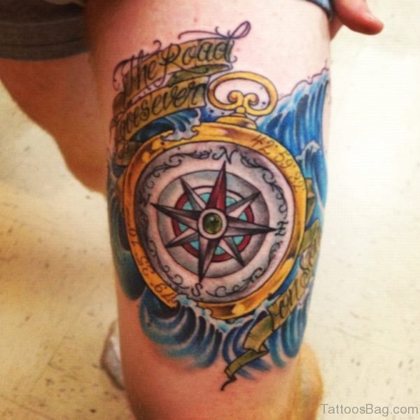 Colorful Compass Tattoo