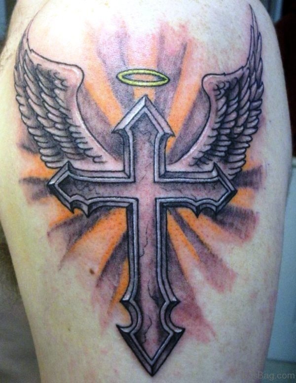 Colorful Cross Tattoo Design