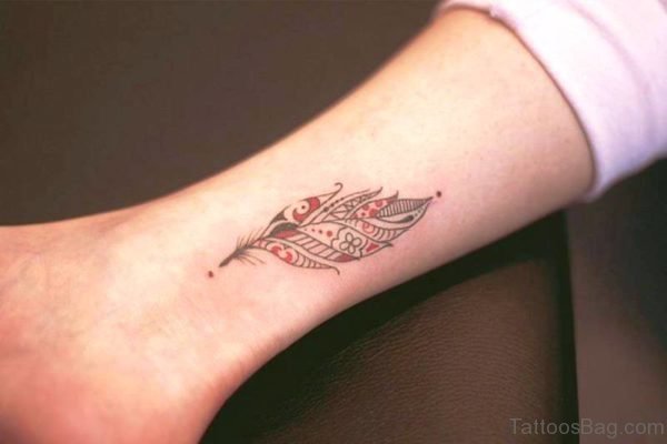 Colorful Feather Tattoo On Wrist