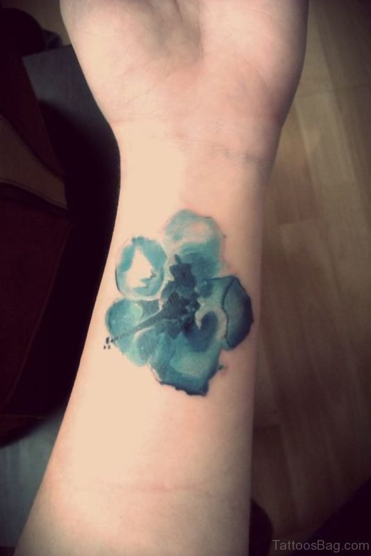 Colorful Hibiscus Wrist Tattoo