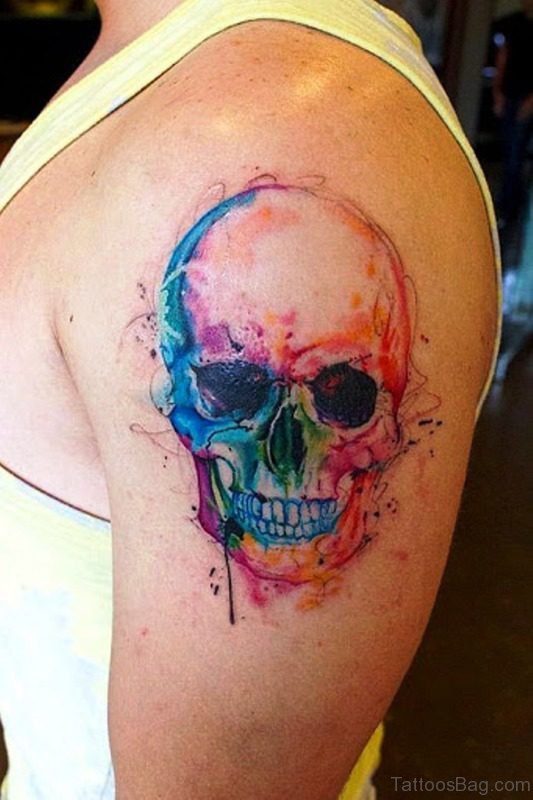 Colorful Small Skull Tattoo