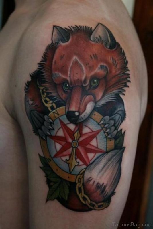 Compass And Fox Tattoo