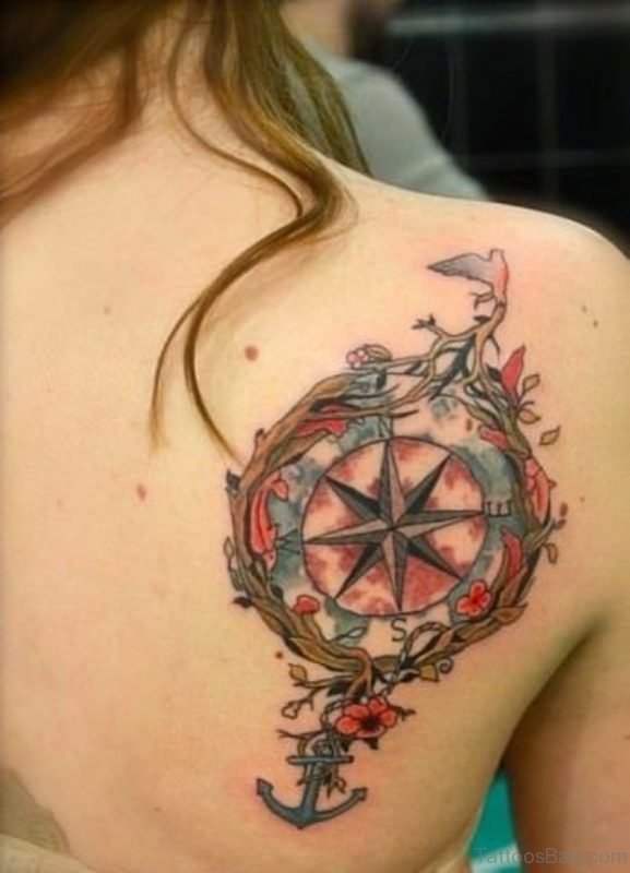 Compass Shoulder Tattoo