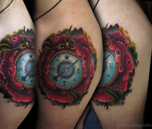 Compass Tattoo Design On Shoulder