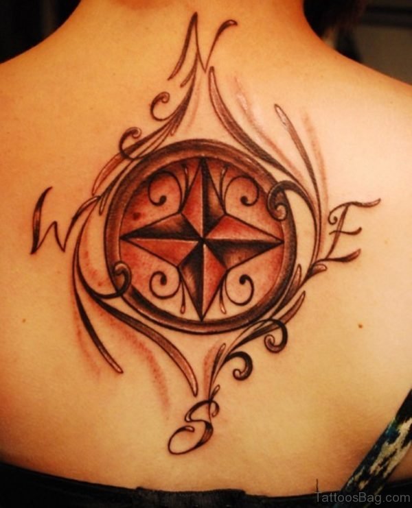 Compass Tattoo On Back For Women