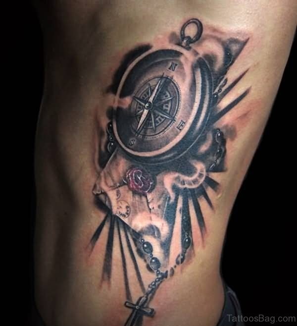 Compass Tattoo On Rib Side