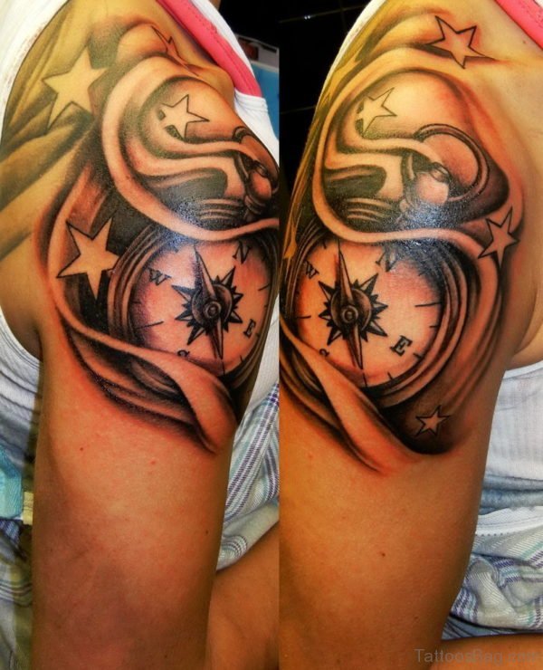 Compass Tattoo On Shoulder
