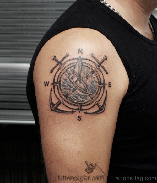 Compass Tattoo On Shoulder