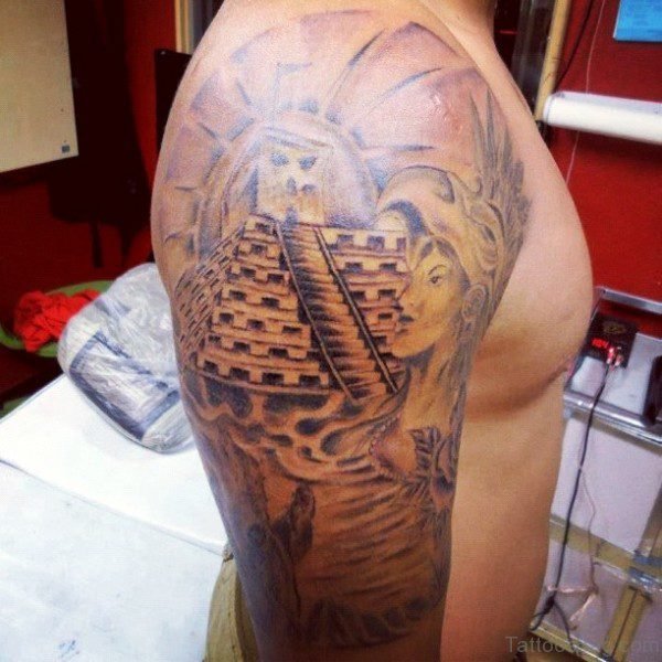 Cool Aztec Shoulder Tattoo