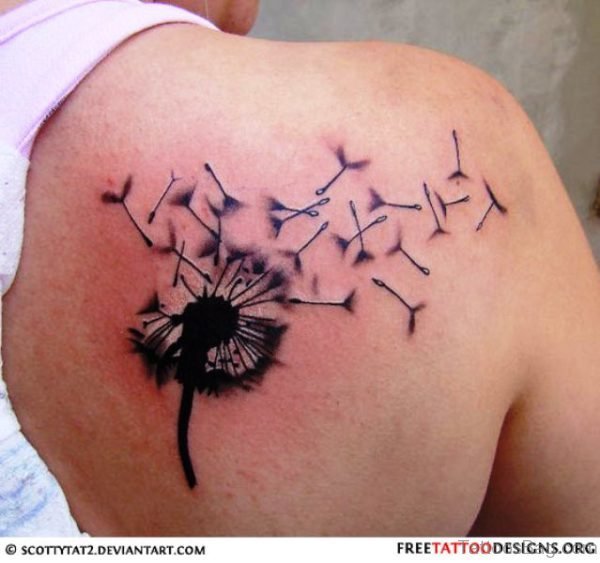 Cool Dandelion Tattoo On Shoulder