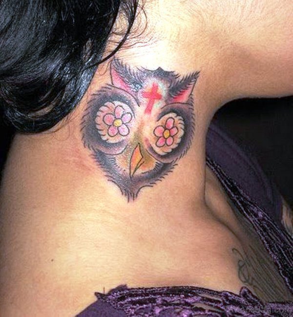 Cool Owl Face Tattoo