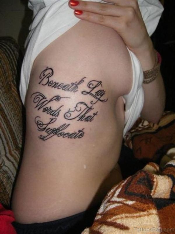 Cool Wording Tattoo On Rib