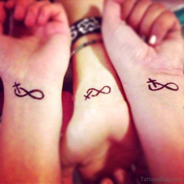 Cross And Infinity Tattoo On Wrist