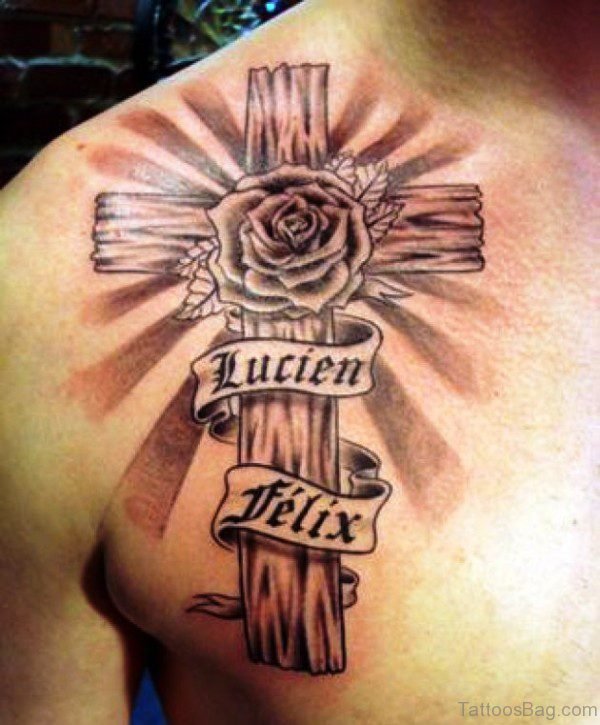 Cross Rays Shoulder Tattoo