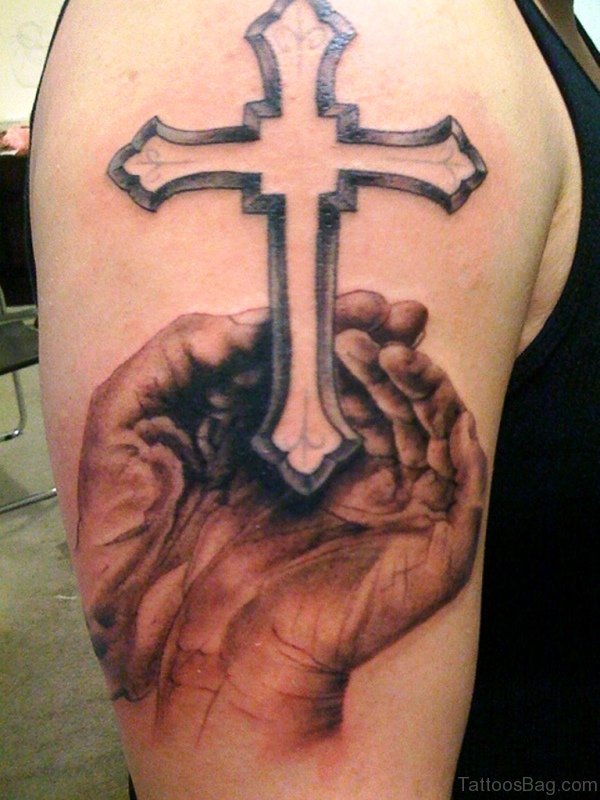 Cross Shoulder Tattoo For Men
