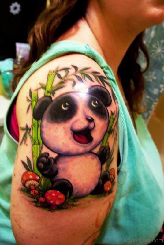 Cute Baby Panda Shoulder Tattoo