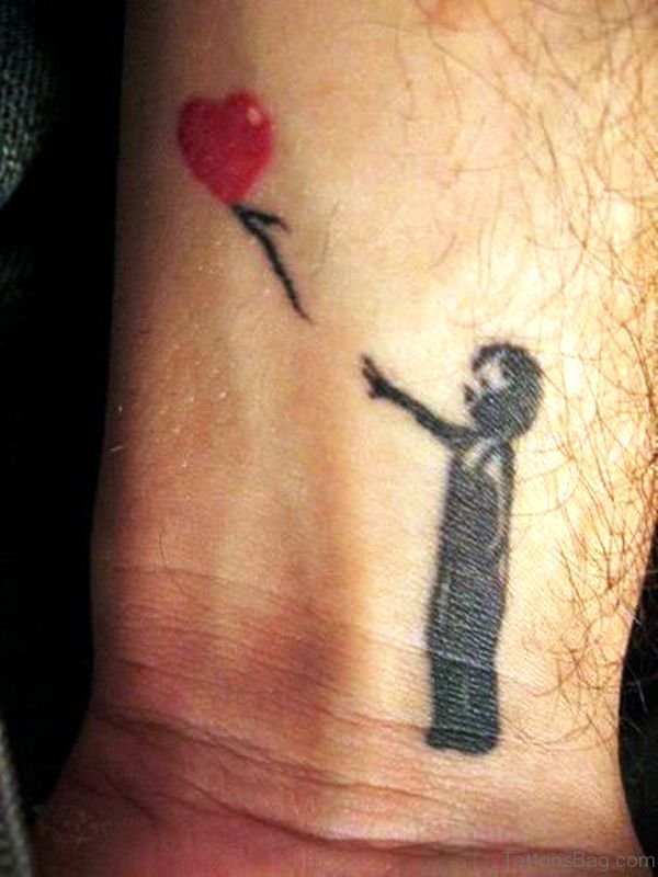 Cute Balloon Wrist Tattoo