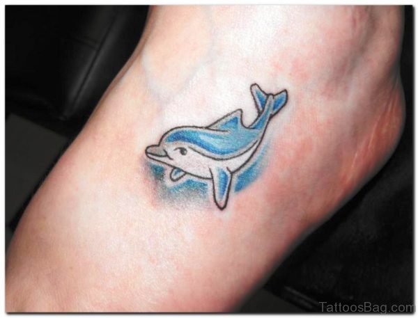 Cute Dolphin Tattoo On Foot