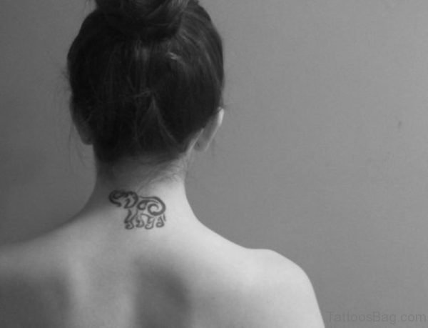 Cute Elephant Tattoo On Neck