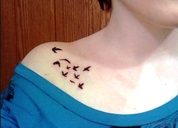 Cute Flying Birds Shoulder Tattoo Design