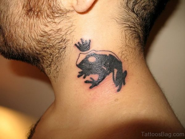 Cute Frog Neck Tattoo