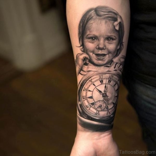 Cute Girl Portrait Tattoo Design  