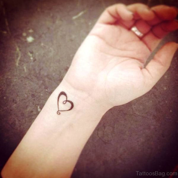 Cute Heart Tattoo On Wrist