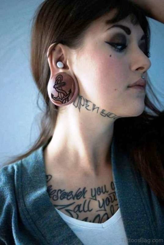 Cute Letter Neck Tattoo