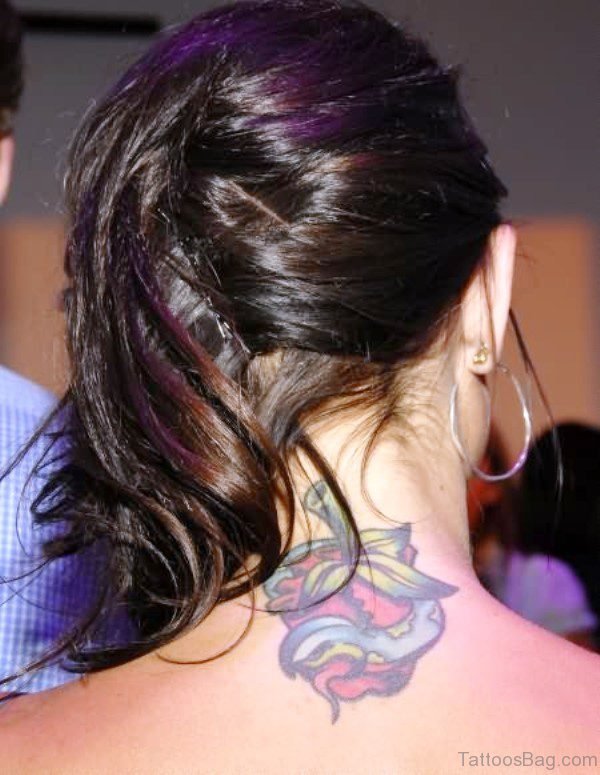 Cute Lotus Neck Tattoo