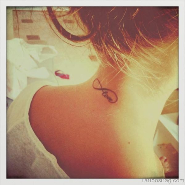 Cute Love Designer Tattooo On Neck