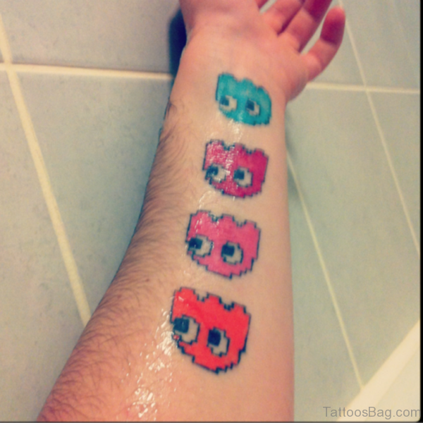 Cute Pacman Wrist Tattoo