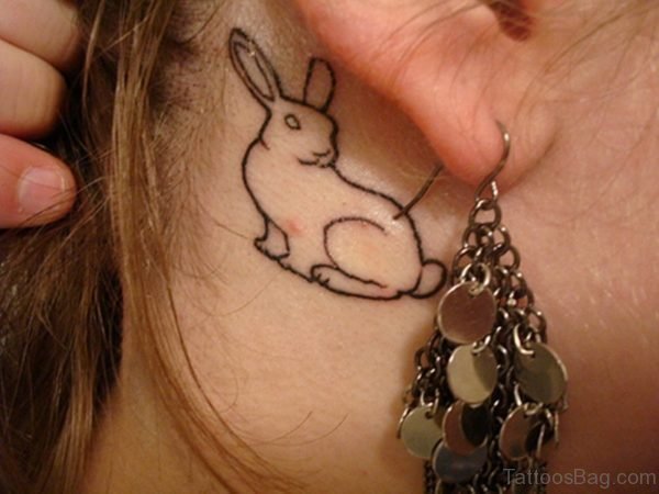 Cute Rabbit Neck Tattoo