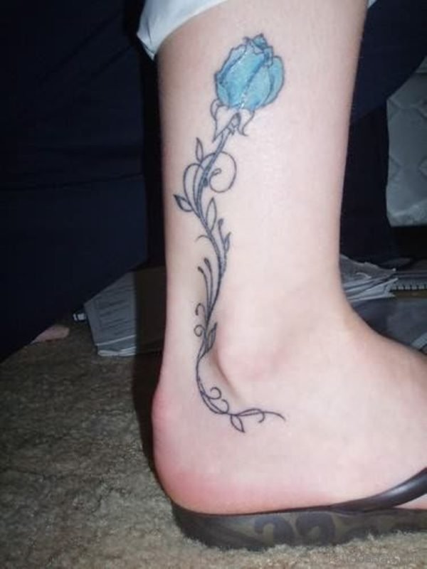 Cute Rose Tattoo On Ankle
