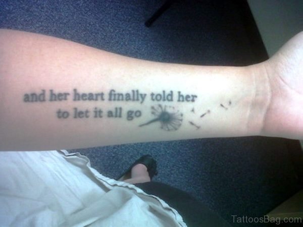 Dandelion Wrist Tattoo With Quote
