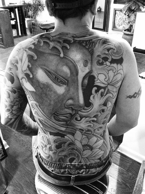 Dazzling Buddha Tattoo On Back