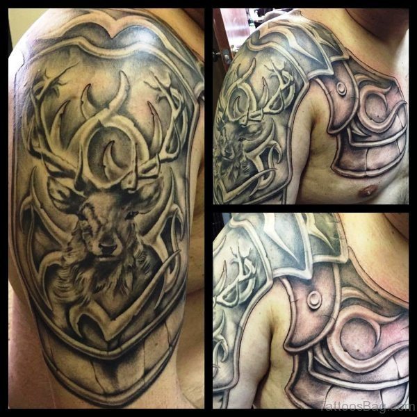 Deer Armour Shoulder Tattoo